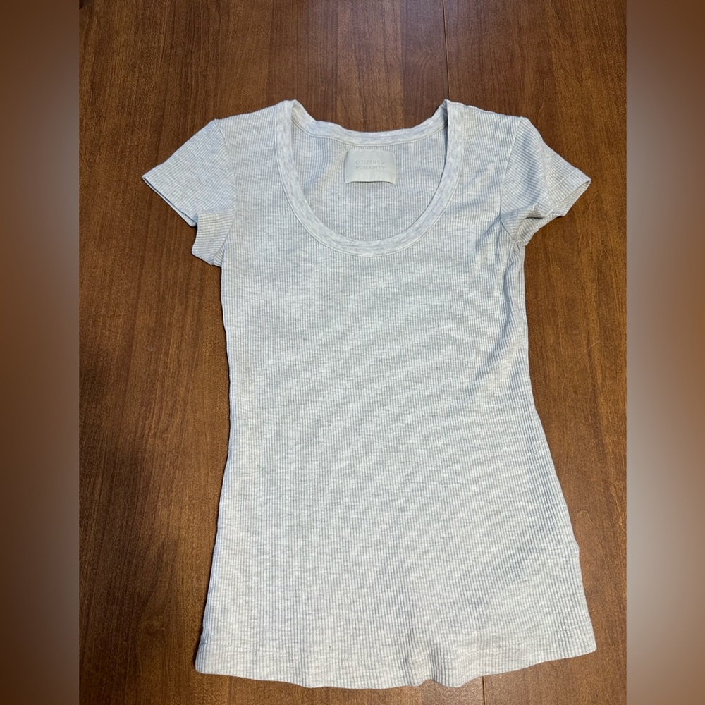 Citizens Of Humanity Lima Heather Gray Scoop Neck Tee - Picture 4 of 9